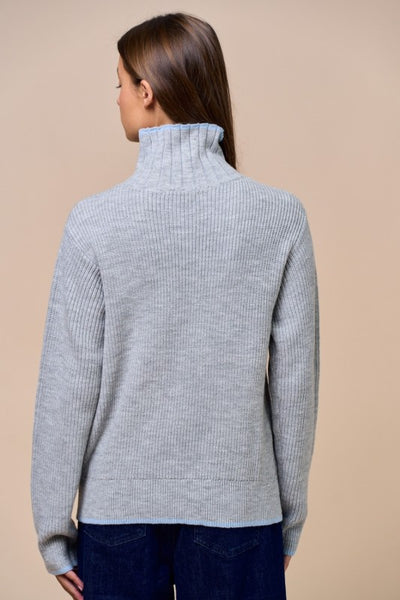 Light Grey Turtleneck Knit Top
