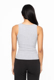 White Square Neck Ribbed Tank