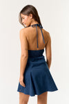Floral Denim Halter Mini Dress