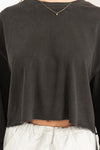 Black Colored Oversized Cropped Sweatshirt