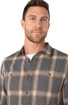 Grey and Beige Multi Printed Button Up