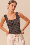 Black Floral Seamless Tank Top