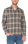 Grey and Beige Multi Printed Button Up