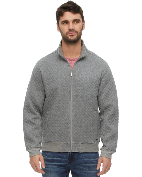 Heather Grey Quilted Full Zip Up Jacket