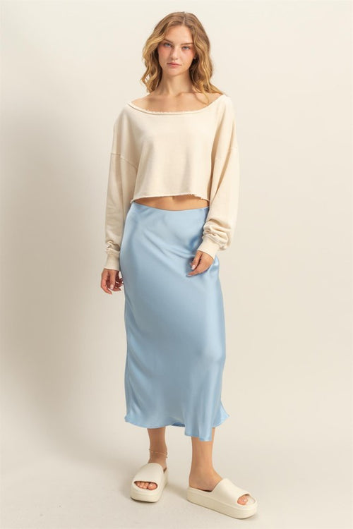 Frayed Detail Long Sleeve Crop Top