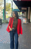 Solid Red Cape Blazer