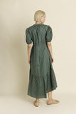 Green Midi Dress with Waist Ties