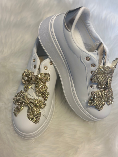 Rhinestone Bow Sneakers