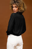Black Cropped Button Down Shirt