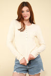 Cream Round Neck Henley