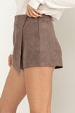 Mushroom Colored Faux Suede Wrap Skort