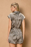 Olive Abstract Button Down Romper