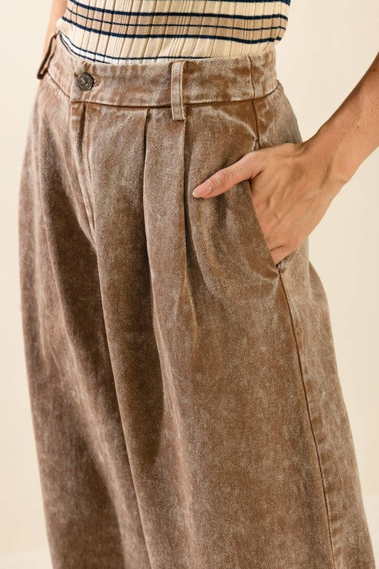 Acid Washed Twill Pants