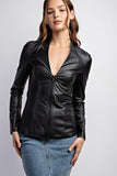 Black Faux Leather Dual Zip Jacket