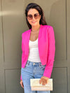 Pink Colored Solid Short Length Blazer