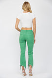 Green High Rise Crop Flare Jeans