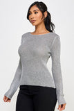 Silver Round Neck Long Sleeve Sweater