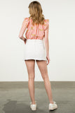 Coral Striped Cheetah Detail Blouse