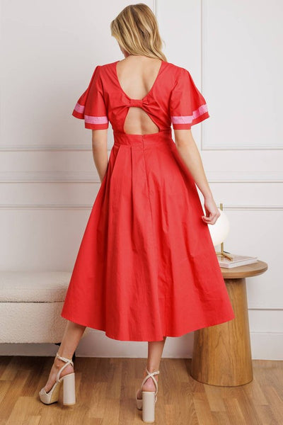 Red Woven Midi Dress