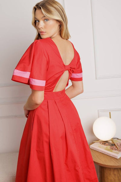 Red Woven Midi Dress