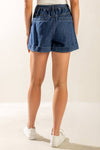 Dark Denim Front Tie Cuffed Shorts