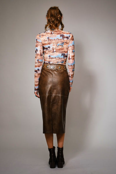 Western Mesh Mock Neck