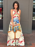 Printed Italy Maxi Halter Dress