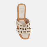 Donatella Bone and Gold Colored Slide Sandals