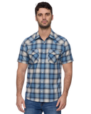 Navy and Cream Pearl Snap Performance Shirt