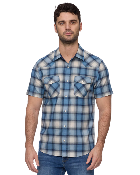 Navy and Cream Pearl Snap Performance Shirt