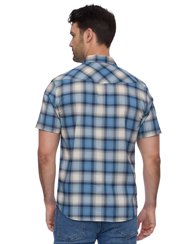 Navy and Cream Pearl Snap Performance Shirt