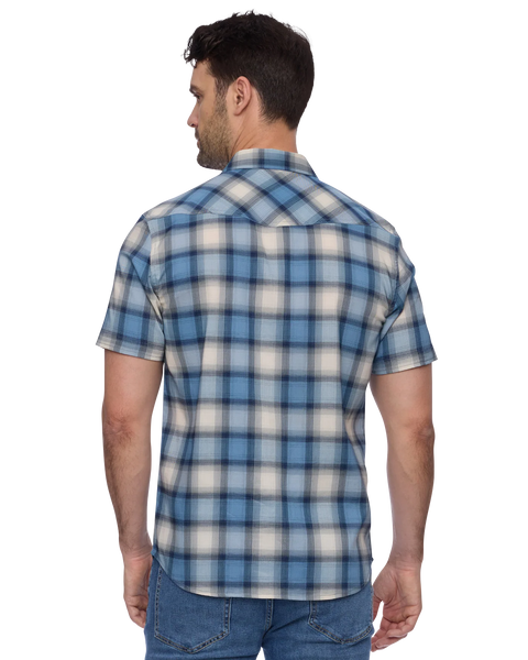 Navy and Cream Pearl Snap Performance Shirt