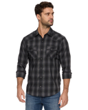 Black and Gray Plaid Button Down Long Sleeve Shirt