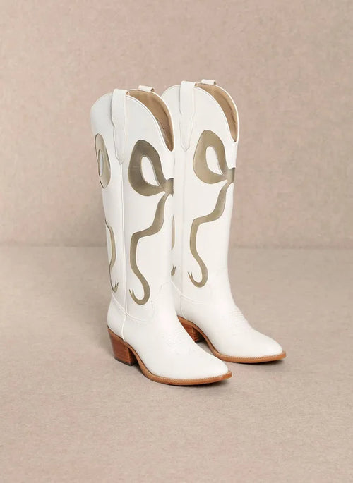 Ruby White Gold Bow Western Boots