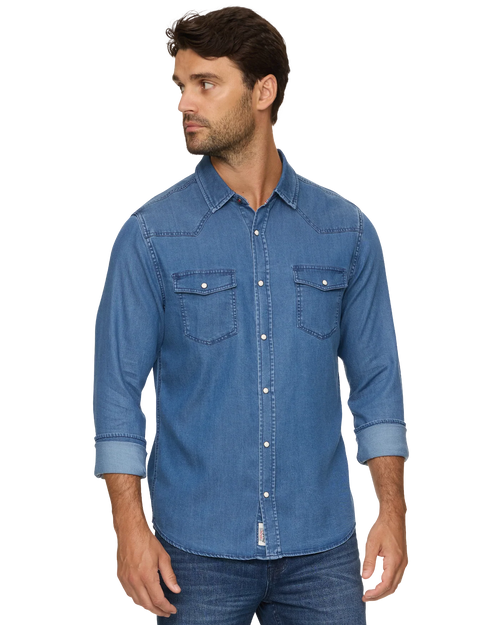 Denim Snap Button-Down