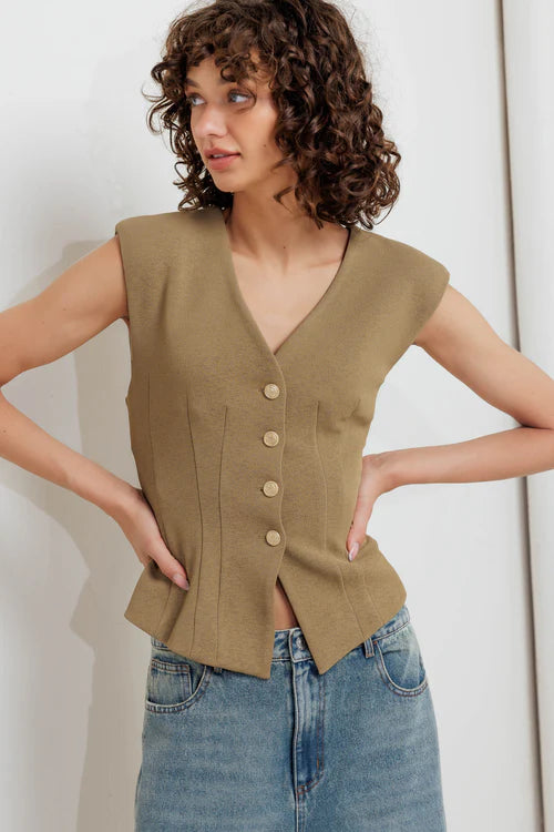 Woven Vest and Pant Suit