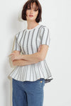 White stripe Detail Peplum Top