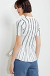 White stripe Detail Peplum Top