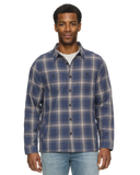 Navy Plaid Quilted Shirt Jacket