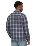 Navy Plaid Quilted Shirt Jacket