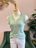 Sage V-Neck Frilled Knit Top