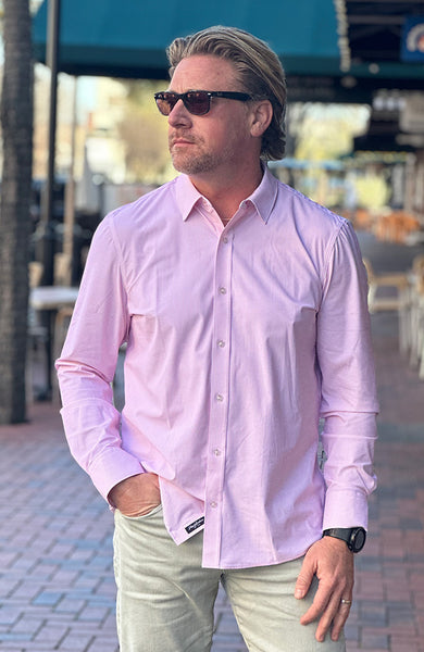 Pink Colored Patton Long Sleeve Performance Button Up