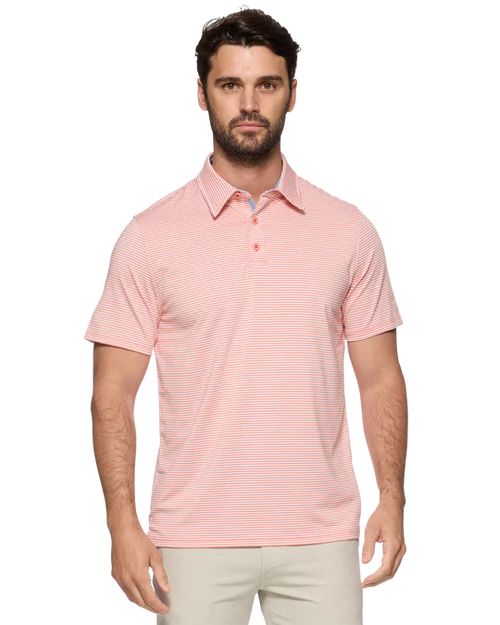 Orange Striped Performance Polo