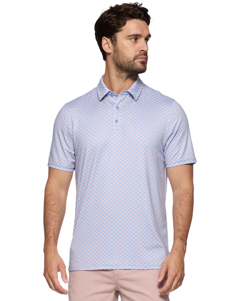 Pink and Blue Agave Printed Performance Polo