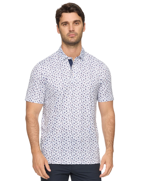 White Multi Colored Printed Polo