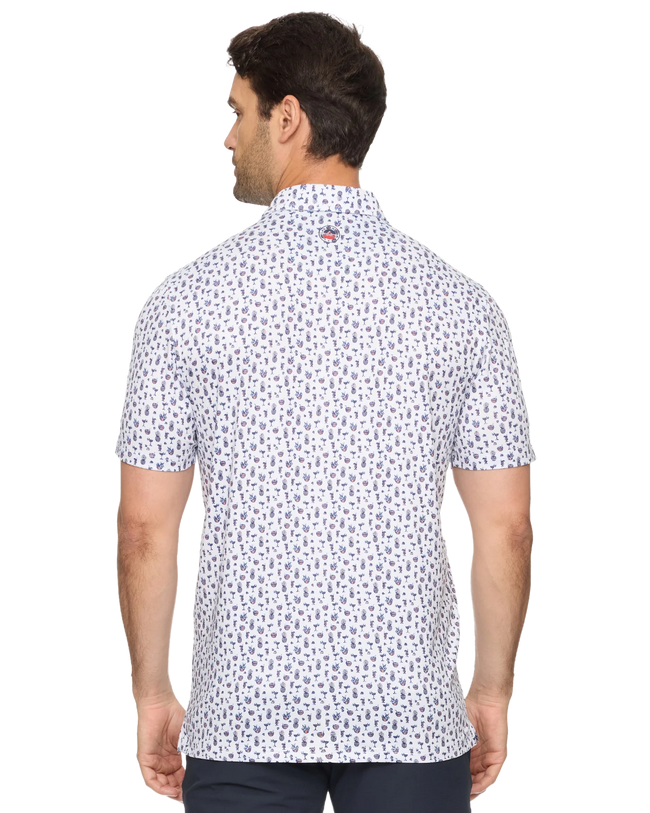 White Multi Colored Printed Polo