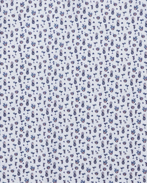 White Multi Colored Printed Polo