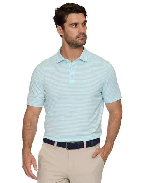 Aqua Mini Stripe Performance Polo
