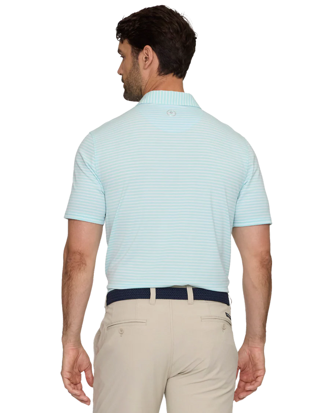 Aqua Mini Stripe Performance Polo