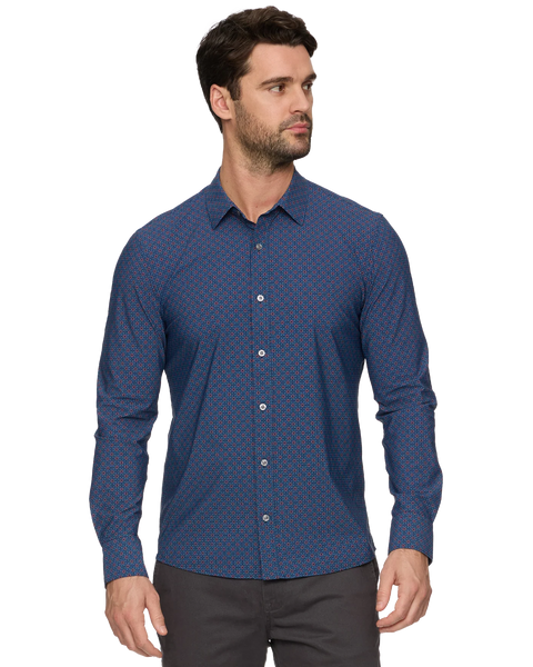 Navy and Red Printed Madeflex Shirt